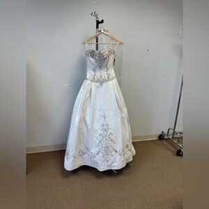 Christina Wu White Gown with Silver Detailing 5490